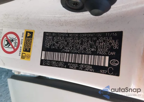 2017 Lexus Es 300H z USA, uszkodzony, nr VIN JTHBW1GGXH2141026